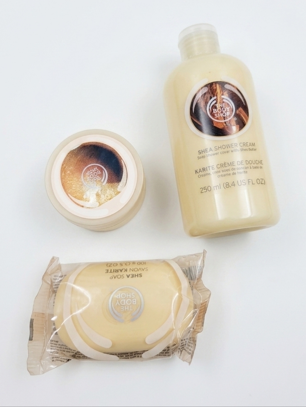 The Body Shop Shea Bundle - Shower Cream, Body Scrub, & Soap - 3pc Set